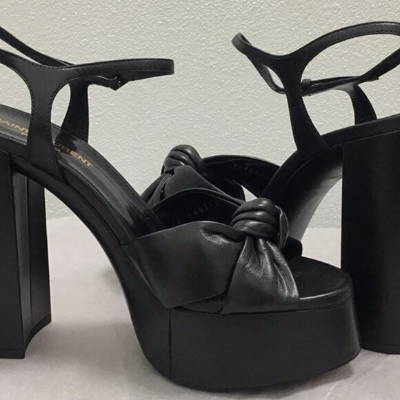 Saint Laurent Black Bianca Knotted Platform Sandal - Picture 12 of 13